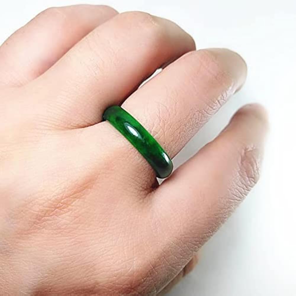 Anello Di Giada Verde Reale Naturale Al 100%, Anello Di Giada Semplice - Foto 10
