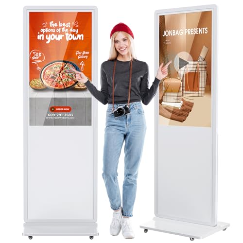 JIYANG 43 Inch Digital Signage Kiosk Full HD LCD Touchscreen Display,Plug-and-Play,HDMI Input,Customizable Service,Interactive Kiosk for Restaurants, Conference Rooms, and Hotels - White
