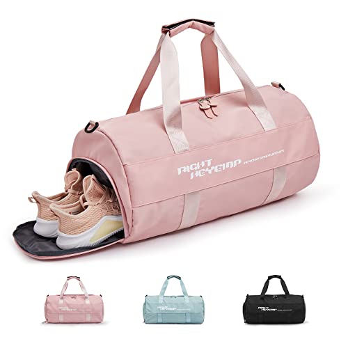 Sac de Gym pour Femmes en Trompette,Sac de Sport,Sac de Voyage pour Filles Le Weekend,Sac de Nuit avec Compartiment à Chaussures et Poche Humide pour au Yoga de Natation Holdall,B-Couleur Rose Cover
