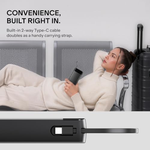 Image of boAt Apex PB445; in-Built Type-C Cable; 20000 mAh 2-Way PD 45W Fast Charging Powerbank with Triple Output; Premium Finish; for Android, iPhone 17 /16 /Pro, Samsung, iPad (Phantom Black)