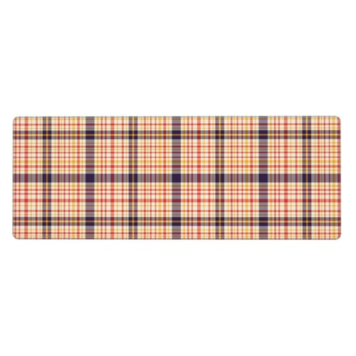 Grand tapis de souris de jeu beige à carreaux rétro avec base en caoutchouc pour bureau