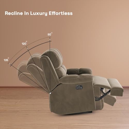 Image of Wakefit Recliner | 3 Year Warranty | Recliner Sofa 1 Seater, XpertGRID Technology, Designed for Supreme Comfort & Relaxation, Easy DIY Assembly, 145 kg Weight Capacity, Virelia (Stone)