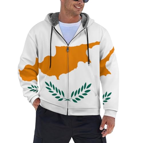 Sudadera con capucha polar con estampado de bandera de Chipre casual invierno