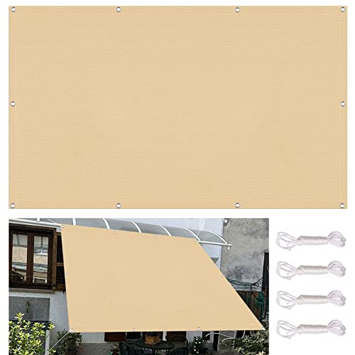 Sonnensegel Balkon Luftdurchlässig 2.2 x 2.6 m Schnelltrocknend HDPE-Material Sonnensegel Schattentuch mit Ösen und Befestigungsseile für Balkon Terrasse Garten Outdoor, Gelb
