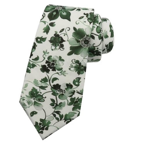 Image of Mantieqingway Men Skinny Tie Cotton Floral Necktie for Wedding Groomsmen Tie