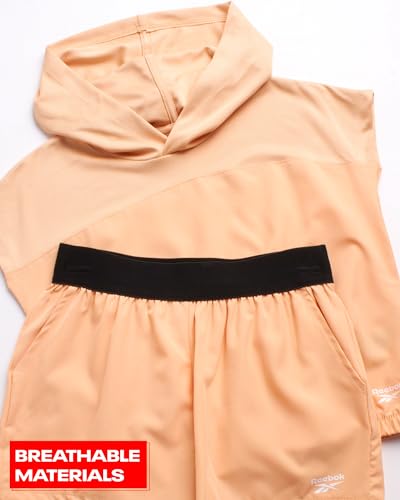 Reebok Girls' Shorts Set - 2 Piece Mesh Short Sleeve Hooded T-Shirt and Athletic Shorts - Summer Activewear for Girls (7-12)2