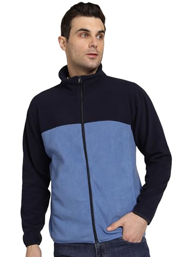 Image of Alan Jones Clothing Men's Fleece Full-Zip Jacket | Warm Puffy Polyester Jacket with Stand Collar & Piped Cuffs