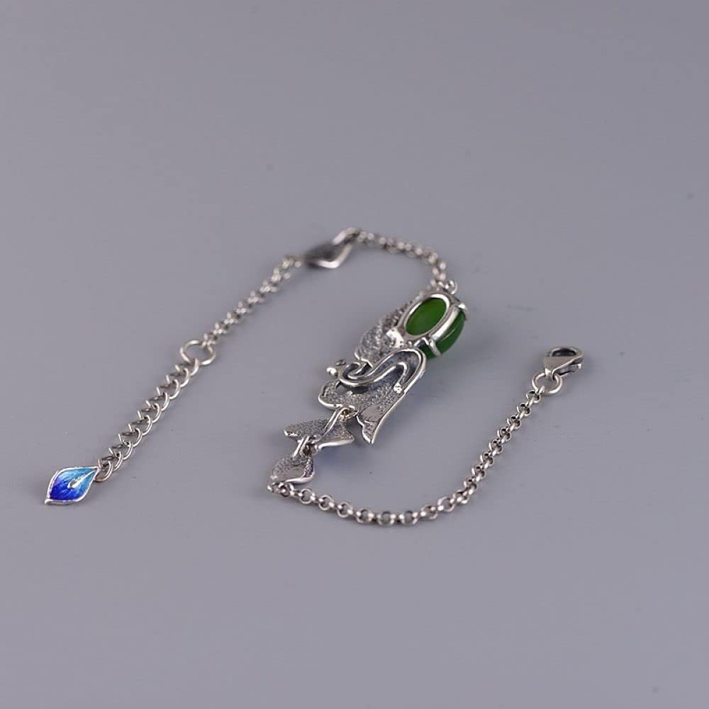 Bracciale Regolabile,Bracciale in Argento Sterling,Bracciale da Donna in Argento Sterling 925 Bracciale Vintage Blu Pavone Bracciale Intagliato a Mano Gioielli in Argento da Donna Regali Mamma