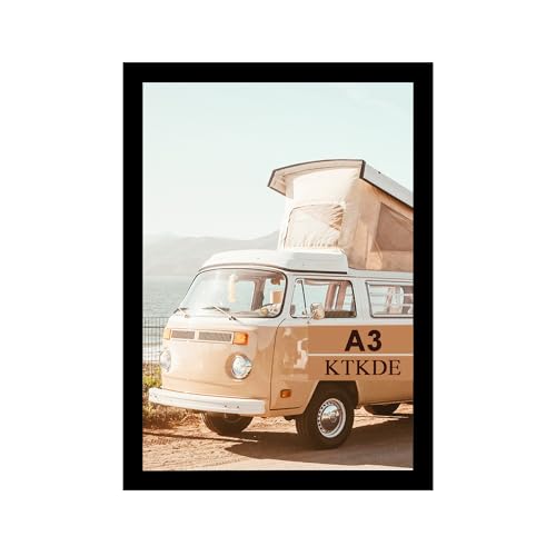 Image of KTKDE A3 Poster Frame Black Woodgrain Picture Frame-11.7x16.5in Photo Frame,Certificate Frame with Plexiglass for Wall Mount or Table Top Display