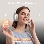 havit Noise Cancelling Headphones Over Ear, Wireless Bluetooth Headphones with 132H Playtime, Fast Charge 5 Min=5H, Foldable, Dual Device, with Mic for Travel Work Office, Gray - Image 3