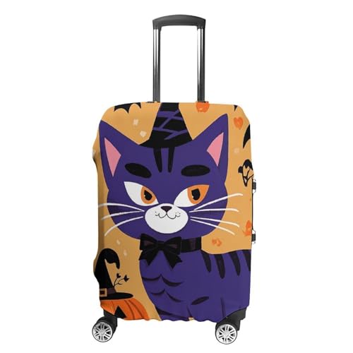 Halloween Cat Luggage Covers Tsa Approved Suitcase Cover Elastic Washable Luggage Sleeve Carry on Cover Protector Anti-Scratch Suitcase Protector Fits 19-30 Inch Case(XL)