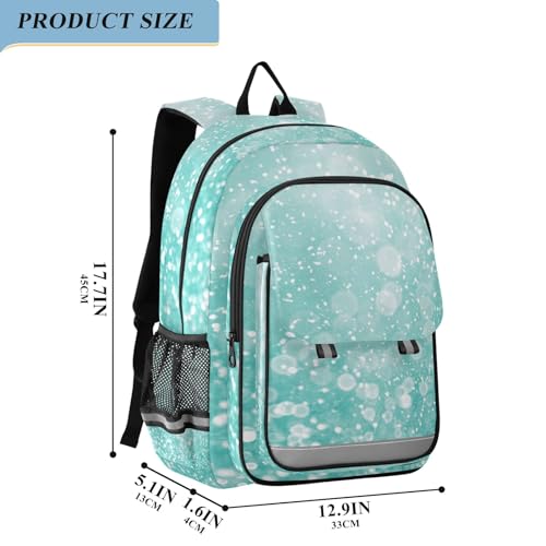 GAIGEO Teal Turquoise Glitter Sparkle Child Backpack, Anti Theft Backpack, Bookbag for School with Chest Strap, Backpack Boys 6-82