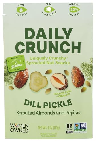 Daily Crunch Pepitas y almendras germinadas en pepinillo de eneldo, 4 onzas
