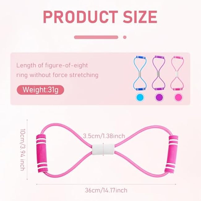 3PC Saludea Resistance Band,Figure 8 Exercise Bands for Women Men,8 Shaped Resistance Bands for Arms, Chest Expander, Yoga Gym Fitness Pulling Rope 8 Word Elastic,Figure 8 Resistance Band with Handles