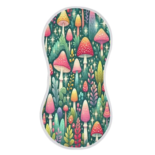 JUZIHAI 4Pack Mushrooms Baby Burp Cloths Soft Cotton Burp Rags,Super Absorbent Burp Cloth Bag for Newborn Baby Boys/Girls