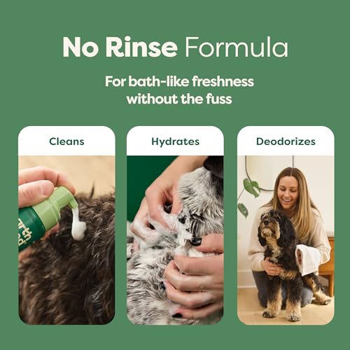 Earth Rated No-Rinse Dog Shampoo, Convenient Waterless Dog Shampoo for Cleaning, Conditioning & Detangling, for All Coat Types, Refreshing White Tea & Basil Scent, 7 oz. Earth Rated No-Rinse Dog Shampoo, Convenient Waterless Dog Shampoo for Cleaning, Conditioning & Detangling, for All Coat Types, Refreshing White Tea & Basil Scent, 7 oz.