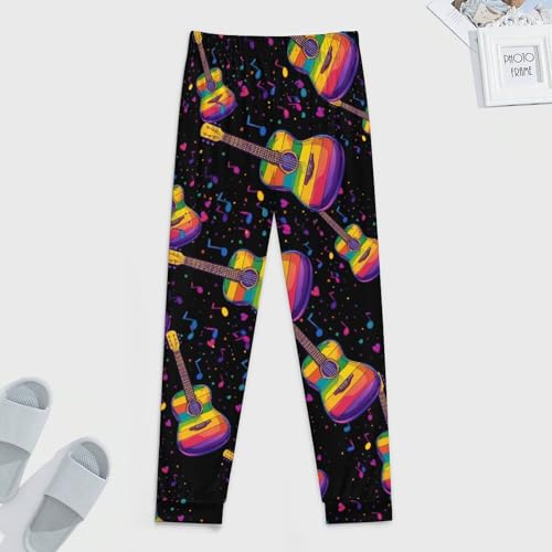 Guitar Colorful Musical Notes Men's Pajamas Pants Lightweight Sleep Lounge Pant Pjs Bottoms Casual Sleepwear4