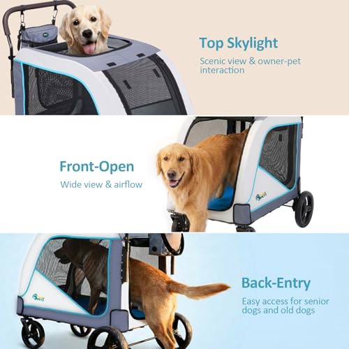 Image of Ownpets Extra Large Dog Stroller for Large Breeds, 154 lbs Capacity, Black