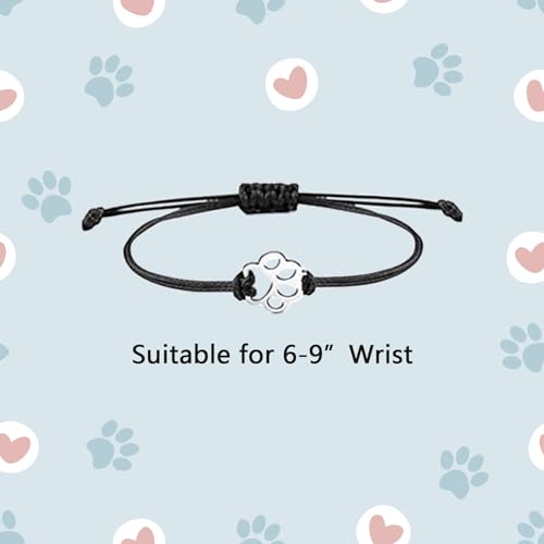 NEWITIN 16 Pieces Paw Print Bracelets for Women Handmade Adjustable Strings Stainless Steel Cat Dog Bracelets Family Friend Couple Jewelry for Women Men2