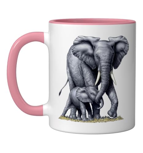 Elephant Anti Poaching Save Elephants Ivory Tusk Poacher Ceramic Mug, Pink/White