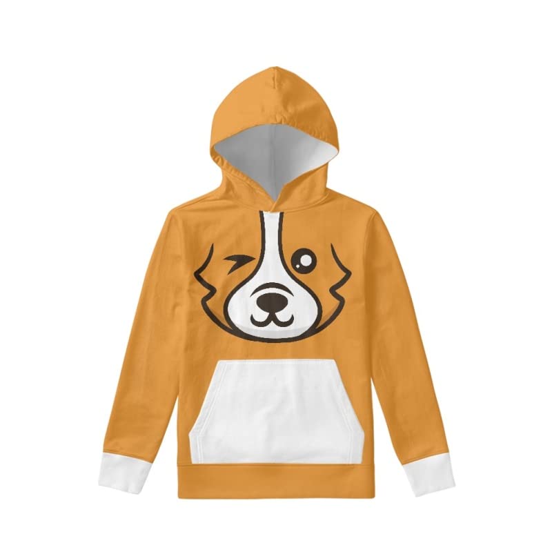 AmzPrint Cute Cartoon Print Axolotl Hoodie White For Kid Unisex Casual Oversize Long Sleeve Hoodie Sweatshirt 7-83