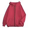 Generisch Women's Hoodie with Hood, Casual, Plain Hoodie with Pockets and Zip for Women, red, S #3