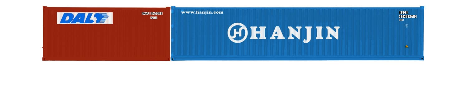 Hornby Wagons R60128 DAL & Hanjin, Container Pack, 1 x 20' and 1 x 40'