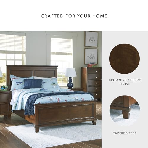 Image of Signature Design by Ashley Danabrin Traditional Queen Panel Bed with Tapered Feet, Foundation or Box Spring Needed, Dark Brown