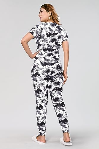 Image of VJ Fashion Women's Cotton Lycra Tie-Dye Night Suit Set|Full Pair Of Shirt&Payjama Set For Women Night Dress
