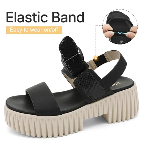 Image of UBFEN Womens Platform Sandals Comfortable Arch Support 2 Adjustable Straps | 2.75'' Lightweight Chunky Heel, Soft Cushioned Footbed, Non-slip for Dressy, Work, and Casual Wear