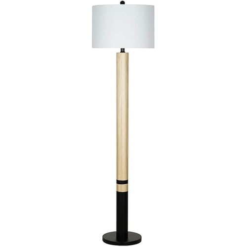 Amazon Brand – Rivet Scandinavian Style Wood Floor Lamp, LED Bulb Included, 58.25"H, Blonde/Black