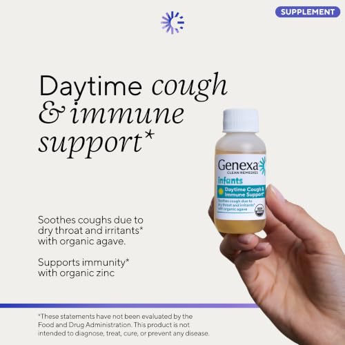 Image of Genexa Baby's First Sick Day Kit, Made Clean, Gift Set for Infant & Toddler | Acetaminophen + Cough Syrup with Agave & Zinc, Dye Free, 0% Artificial Additives, Pain, Fever Reducer + Cough, Immune Support