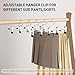 Pants Hanger, IDMAX Trouser Hangers 20 Pcs Space Saving Skirt Hangers with Clips Pant Hangers Adjustable Non-Slip Coat Suit Skirt Hangers Heavy Duty Chrome Clothes Hangers Clothes Hook