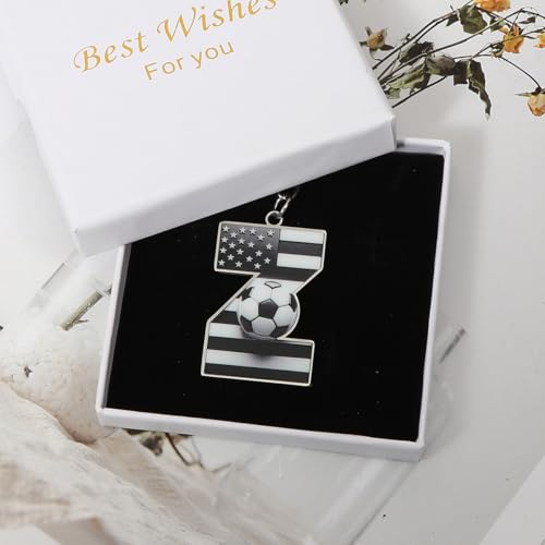 Bag Charms Initial A-Z Letter Keychain Bag Charm Soccer Keychain for Handbags Sports Bag