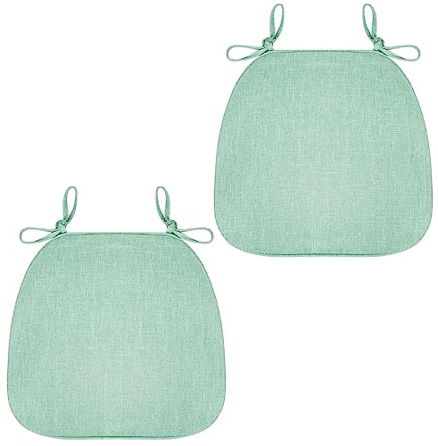 Cojín para Silla de Comedor Almohadillas para Silla de Comedor con Lazos Cojín de Asiento Extraíble Y Lavable En Forma de Herradura con Funda con Cremallera (Azul Lago 41 X 43 cm X 2 Paquetes)