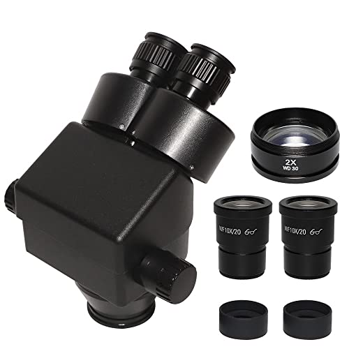 Microscope 3.5X-90X 7X-45X Binocular Stereo Microscope 0.5X 2.0X Auxiliary Lens + Zoom Stereo Microscope Head for Phone SMT PCB Repair(7X-90X)