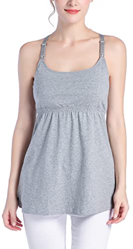 Suiek Women's Nursing Tank Top Cami Maternity Bra Breastfeeding Shirts (Large, Black+Grey+Yellow Print - Fourth Style) #TOP5