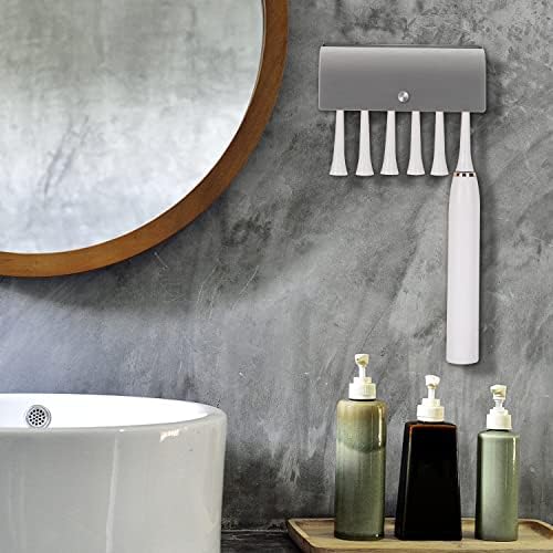 ANNGY Toothbrush Holder, 304 Stainless Steel Dustproof Wall Mounted Self Adhesive Toothbrush Storage Organizer Stand Rack (13cm(6 Brush Slots))