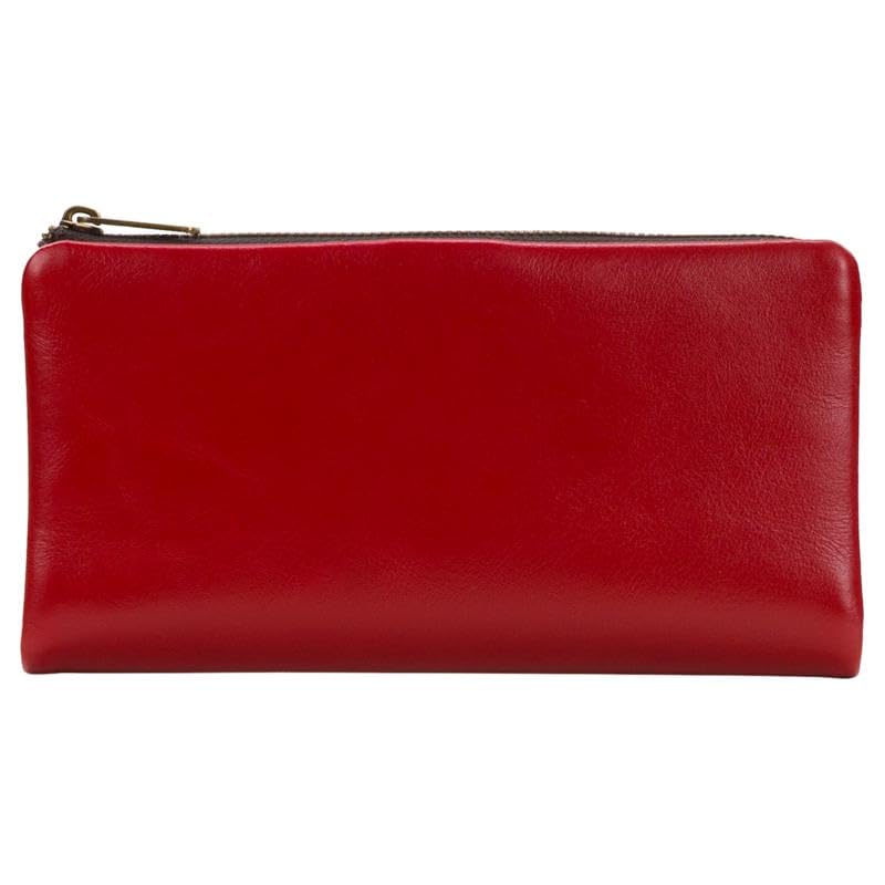 Patricia Nash Prassa Leather RFID Wallet, 7.25L x 1W x 3.75H inches, Full-Size with Multiple Card Slots, Magnetic Snap Closure (Rosewood)