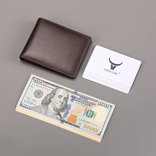 HISCOW Leather Slim Bifold Wallet with 6 Credit Card Slots, Italian Calfskin (Coffee)2