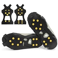 Ice Cleats for Boots,Rubber Ice Cleats Feature 10 Hard Spikes, Anti Slip Portable Crampons Hiking Grips for Climbing, Hiking, Jogging in Winter Outdoor (M)