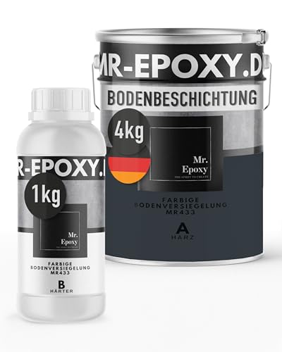 Mr. Epoxy Epoxidharz Bodenbeschichtung (5 kg, RAL 7016 Anthrazitgrau) - 2K Betonfarbe für Garagen, Keller & Werkstatt Boden - Flüssigkunststoff Epoxid Grundierung und Bodenversiegelung