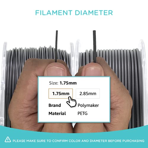 Image of Polymaker PETG Filament 1.75mm 2kg Black*2 3D Printer Filament, PolyLite PETG 3D Printing Filament 1.75mm, Dimensional Accuracy + /- 0.03mm, Print with Most 3D Printers