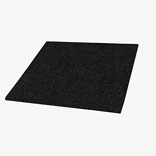 Incstores 1/4 Inch Thick Ribbed Self Adhesive Carpet Tiles | Commercial Carpet Tiles For Basement, Classroom, And Trade Show Floor Protection | Ribbed Black, 16 Tiles #TOP2