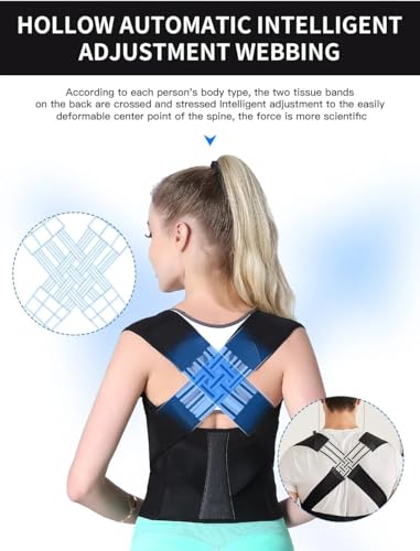 Image of Posture Corrector for Men & Women | Adjustable Webbing Design | Spine & Shoulder Support | Back Pain Relief | Medium Size Back Straightener | Backbone Straight Belt | Comfortable & Breathable