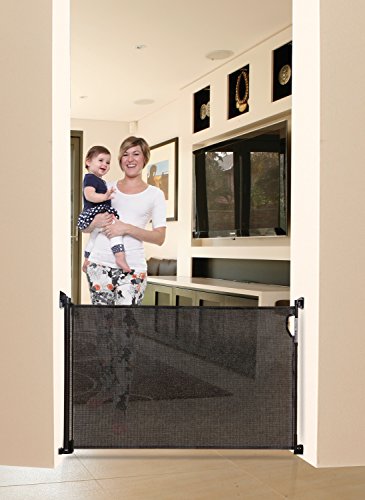 Dreambaby Indoor/ Outdoor Retractable Mesh Baby Gate, 2 Sets Of Hardware For Easy Relocation, 33” Tall And 55” Wide, For Doorways And Stairs - Black #TOP2