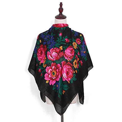 Spring And Autumn Bohemian Style Flowers Shawls Scarves, FJb110x110cm Russian And Ukrainian Style Square Shawls Scarves3