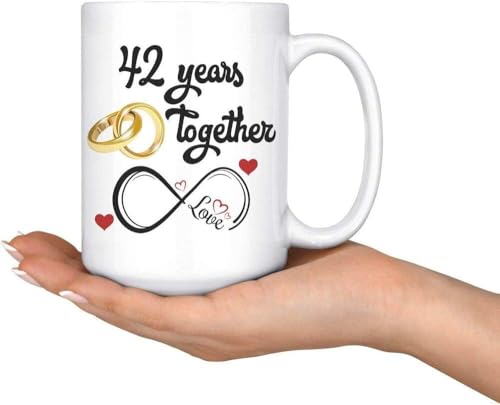 Skye Lunos Funny Gift 42nd Wedding Anniversary Gift for Him and Her, 42nd Anniversary Mug for Husband &ampamp Wife, Married for 42 Years, 42 Years Together with Her 13683