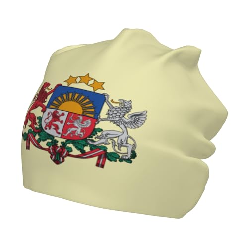 National Emblem of Latvian Children Hip Hop Knitted Hat Kids Elastic Leisure Knit Cap Warm Sleep Beanies Black