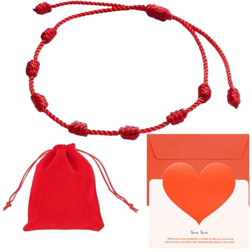KATALE Pulsera Nudos Roja Original Contra el Mal de Ojo y Protección de energía negativa. Pulsera para la buena Suerte para Mujer, Hombre, Amigas, Parejas. Pulsera Hilo Rojo hecha a mano.